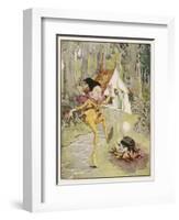 He Dances Gleefully Around a Fire Chanting His Name-Anne Anderson-Framed Art Print