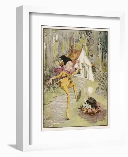 He Dances Gleefully Around a Fire Chanting His Name-Anne Anderson-Framed Art Print