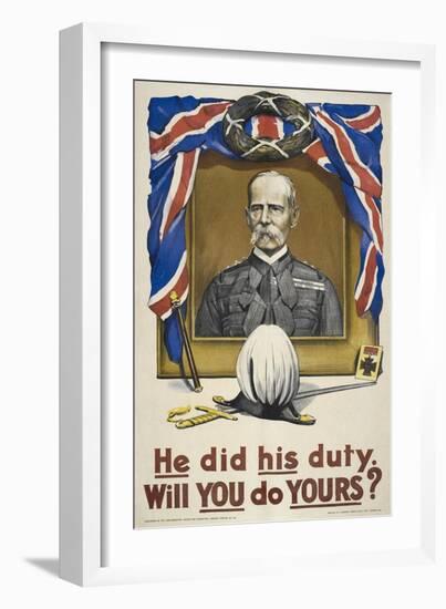 He Did His Duty. Will You Do Yours ?' a British Recruitment Poster-null-Framed Giclee Print