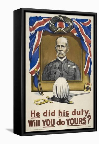 He Did His Duty. Will You Do Yours ?' a British Recruitment Poster-null-Framed Stretched Canvas
