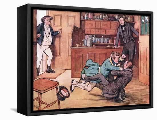 He Felled Mr Benjamin Allen to the Ground-Cecil Aldin-Framed Stretched Canvas