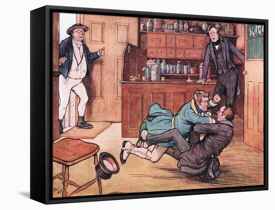 He Felled Mr Benjamin Allen to the Ground-Cecil Aldin-Framed Stretched Canvas