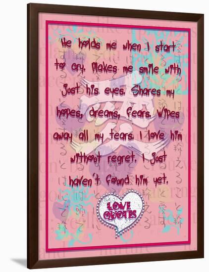 He Hold Me When I Start to Cry-Cathy Cute-Framed Giclee Print