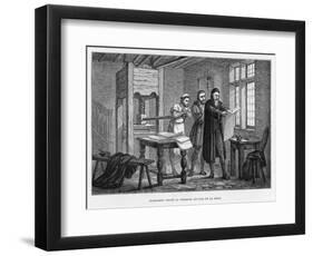 He Inspects the First Sheet of His Bible-null-Framed Photographic Print
