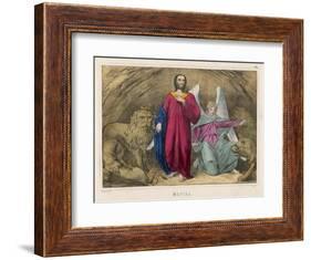 He is Cast into a Cellar Full of Lions But an Angel Persuades Them Not to Eat Him-null-Framed Art Print