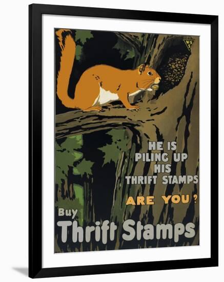 He is Piling Up His Thrift Stamps - Are You?-null-Framed Giclee Print