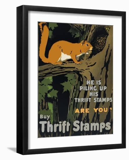 He is Piling Up His Thrift Stamps - Are You?-null-Framed Giclee Print