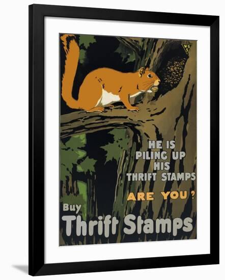 He is Piling Up His Thrift Stamps - Are You?-null-Framed Giclee Print