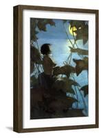 He Looked Up at the Broad Yellow Moon and Thought That She Looked at Him-Jesse Willcox Smith-Framed Art Print