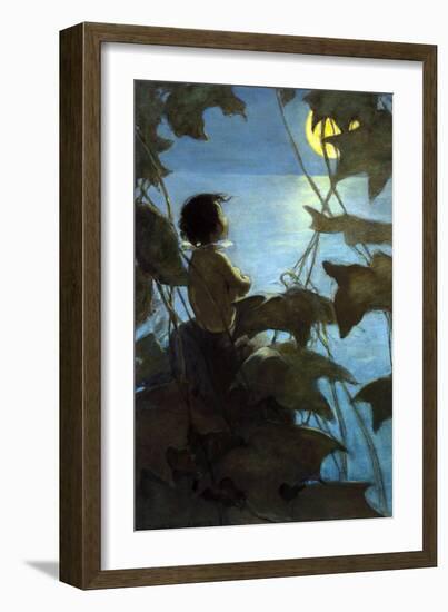 He Looked Up at the Broad Yellow Moon and Thought That She Looked at Him-Jesse Willcox Smith-Framed Art Print