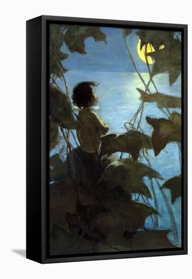 He Looked Up at the Broad Yellow Moon and Thought That She Looked at Him-Jesse Willcox Smith-Framed Stretched Canvas