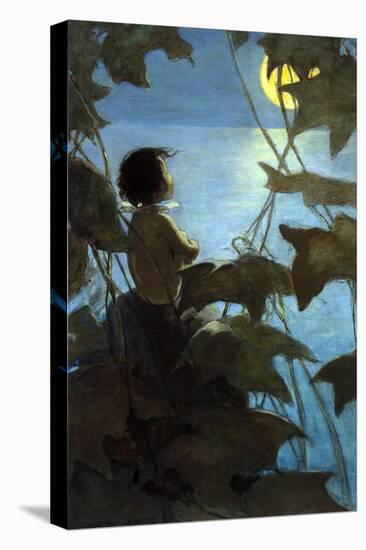 He Looked Up at the Broad Yellow Moon and Thought That She Looked at Him-Jesse Willcox Smith-Stretched Canvas