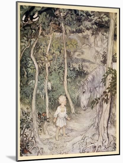 He Might Think, as a Stared on a Staring Horse, 'A Boy Cannot Wag His Tail to Keep the Flies Off'-Arthur Rackham-Mounted Giclee Print