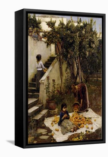 he Orange Gatherers-John William Waterhouse-Framed Stretched Canvas