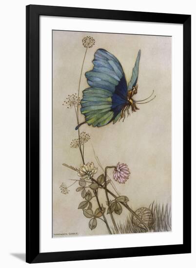 He Rides on the Back of a Butterfly-Warwick Goble-Framed Photographic Print