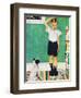 He’s Going to Be Taller Than Dad (or Boy Measuring Himself on Wall)-Norman Rockwell-Framed Giclee Print