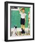 He’s Going to Be Taller Than Dad (or Boy Measuring Himself on Wall)-Norman Rockwell-Framed Giclee Print