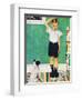 He’s Going to Be Taller Than Dad (or Boy Measuring Himself on Wall)-Norman Rockwell-Framed Giclee Print