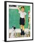 He’s Going to Be Taller Than Dad (or Boy Measuring Himself on Wall)-Norman Rockwell-Framed Giclee Print