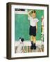 He’s Going to Be Taller Than Dad (or Boy Measuring Himself on Wall)-Norman Rockwell-Framed Premium Giclee Print