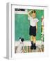 He’s Going to Be Taller Than Dad (or Boy Measuring Himself on Wall)-Norman Rockwell-Framed Premium Giclee Print