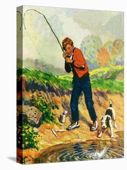 "He's Got a Fish!,"April 1, 1927-George Brehm-Stretched Canvas