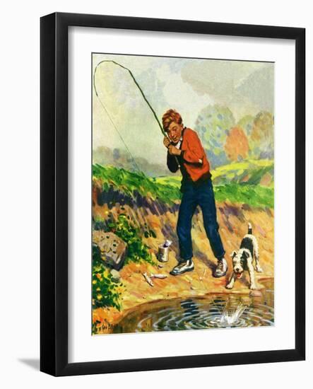 "He's Got a Fish!,"April 1, 1927-George Brehm-Framed Giclee Print