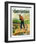 "He's Got a Fish!," Country Gentleman Cover, April 1, 1927-George Brehm-Framed Giclee Print