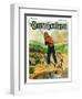 "He's Got a Fish!," Country Gentleman Cover, April 1, 1927-George Brehm-Framed Giclee Print