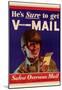 He's Sure to get V-Mail Safest Overseas Mail WWII War Propaganda Art Print Poster-null-Mounted Poster