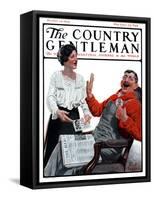 "He Won't Win!," Country Gentleman Cover, October 25, 1924-J.F. Kernan-Framed Stretched Canvas