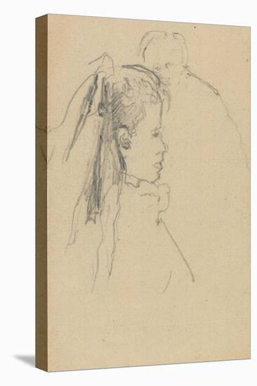 Head and Bust of a Girl in Profile to Right, Head of a Man, Full Front, Behind-Walter Richard Sickert-Stretched Canvas