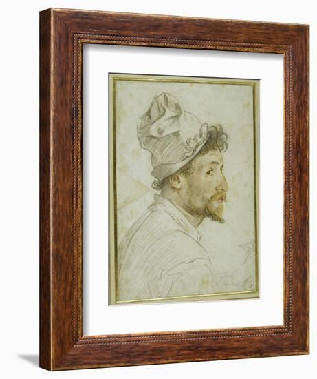 Head and Shoulders of a Bearded Man Wearing a Cap-Federico Zuccaro-Framed Giclee Print