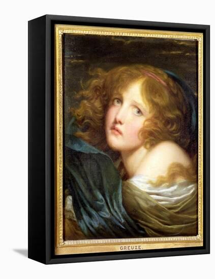 Head and Shoulders of a Young Woman-Jean-Baptiste Greuze-Framed Stretched Canvas