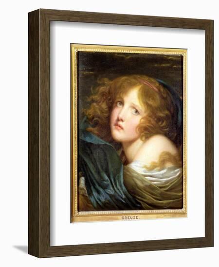 Head and Shoulders of a Young Woman-Jean-Baptiste Greuze-Framed Giclee Print