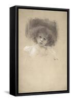 Head and Shoulders Portrait of a Child-Gustav Klimt-Framed Stretched Canvas