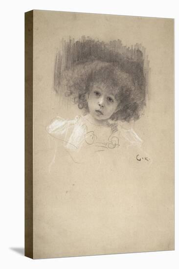 Head and Shoulders Portrait of a Child-Gustav Klimt-Stretched Canvas