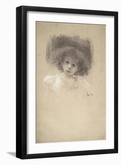 Head and Shoulders Portrait of a Child-Gustav Klimt-Framed Giclee Print