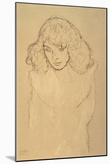 Head and Shoulders Portrait of a Girl-Gustav Klimt-Mounted Giclee Print