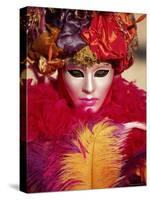 Head and Shoulders Portrait of a Person Dressed in Carnival Mask and Costume, Veneto, Italy-Lee Frost-Stretched Canvas