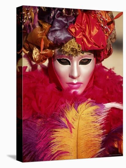 Head and Shoulders Portrait of a Person Dressed in Carnival Mask and Costume, Veneto, Italy-Lee Frost-Stretched Canvas