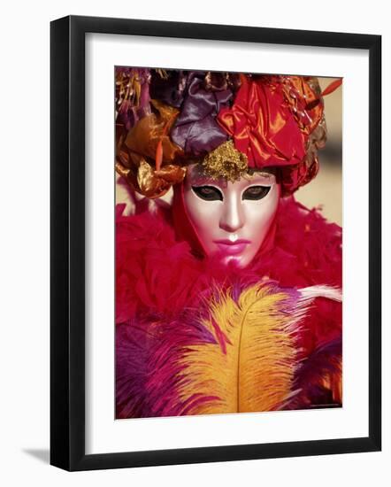 Head and Shoulders Portrait of a Person Dressed in Carnival Mask and Costume, Veneto, Italy-Lee Frost-Framed Photographic Print