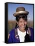 Head and Shoulders Portrait of a Smiling Uros Indian Woman, Lake Titicaca, Peru-Gavin Hellier-Framed Stretched Canvas