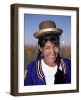 Head and Shoulders Portrait of a Smiling Uros Indian Woman, Lake Titicaca, Peru-Gavin Hellier-Framed Photographic Print