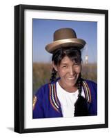 Head and Shoulders Portrait of a Smiling Uros Indian Woman, Lake Titicaca, Peru-Gavin Hellier-Framed Photographic Print