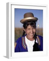Head and Shoulders Portrait of a Smiling Uros Indian Woman, Lake Titicaca, Peru-Gavin Hellier-Framed Photographic Print