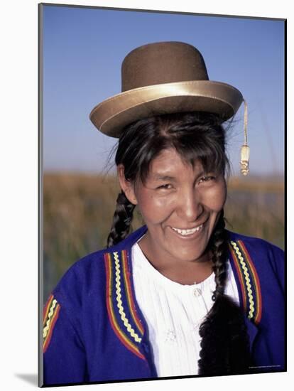 Head and Shoulders Portrait of a Smiling Uros Indian Woman, Lake Titicaca, Peru-Gavin Hellier-Mounted Photographic Print