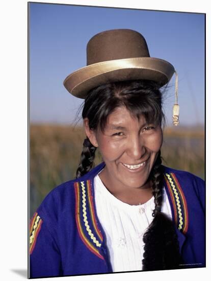 Head and Shoulders Portrait of a Smiling Uros Indian Woman, Lake Titicaca, Peru-Gavin Hellier-Mounted Photographic Print