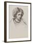 Head and Shoulders Portrait Sketch of Woman with Eyes Downcast, 19Th Century (Pen, Ink)-John Brett-Framed Giclee Print