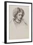 Head and Shoulders Portrait Sketch of Woman with Eyes Downcast, 19Th Century (Pen, Ink)-John Brett-Framed Giclee Print